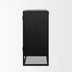 18" Black Iron and Metal Accent Cabinet With Two Doors
