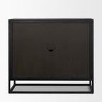 18" Black Iron and Metal Accent Cabinet With Two Doors