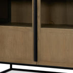 18" Black Iron and Metal Accent Cabinet With Two Doors