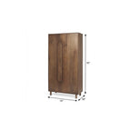 16" Brown Solid Wood Curio Cabinet With Two Doors