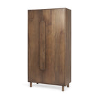 16" Brown Solid Wood Curio Cabinet With Two Doors