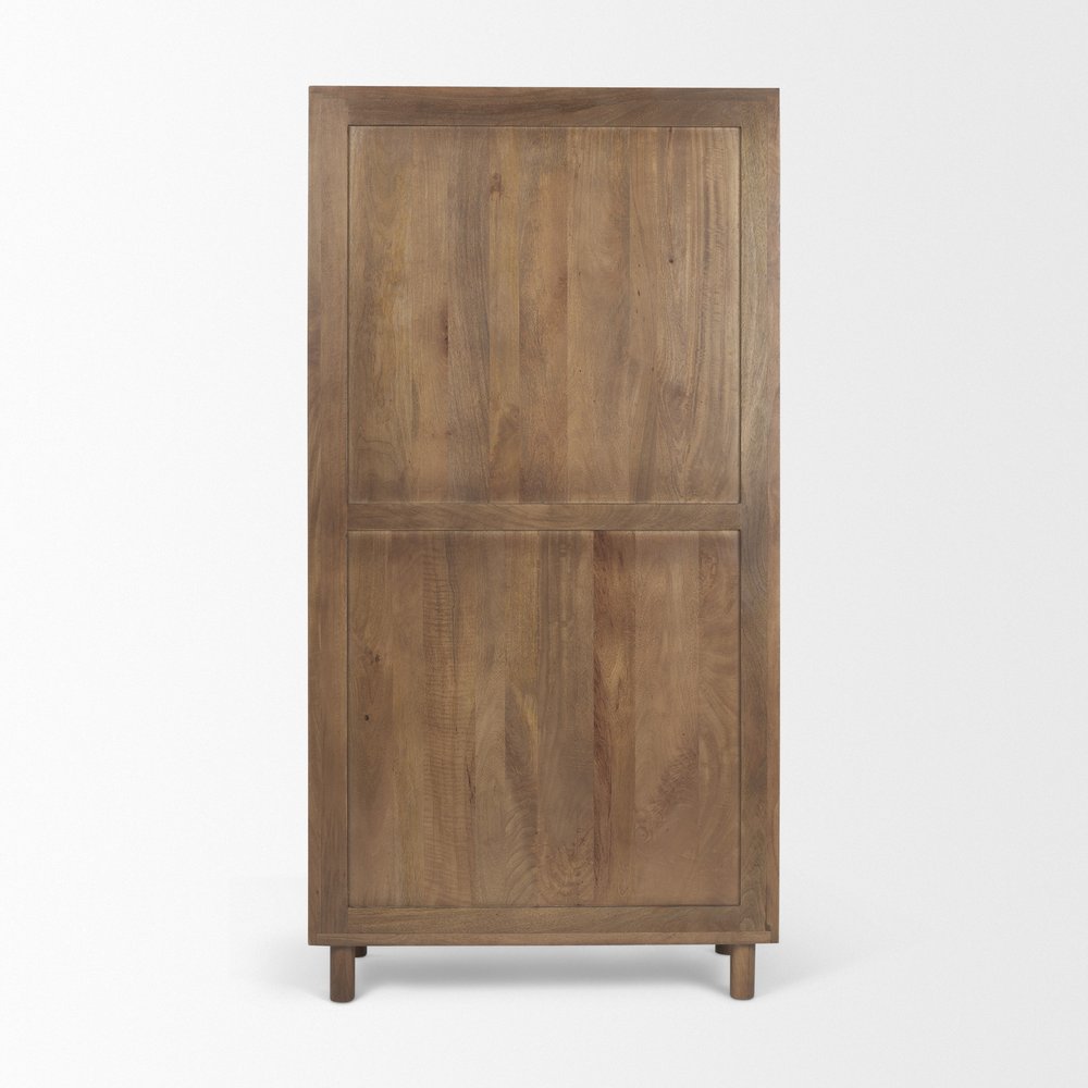 16" Brown Solid Wood Curio Cabinet With Two Doors