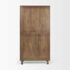 16" Brown Solid Wood Curio Cabinet With Two Doors