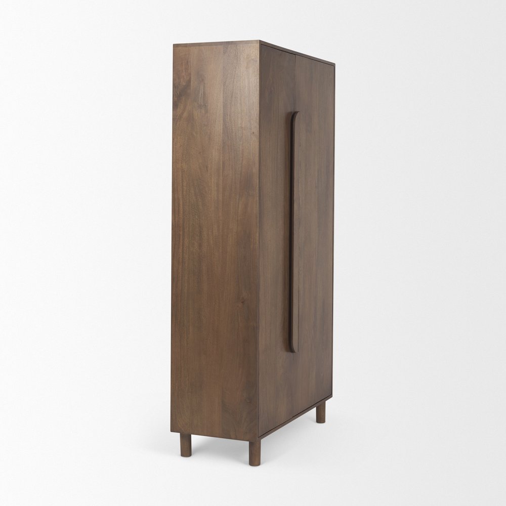 16" Brown Solid Wood Curio Cabinet With Two Doors