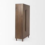 16" Brown Solid Wood Curio Cabinet With Two Doors
