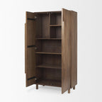 16" Brown Solid Wood Curio Cabinet With Two Doors