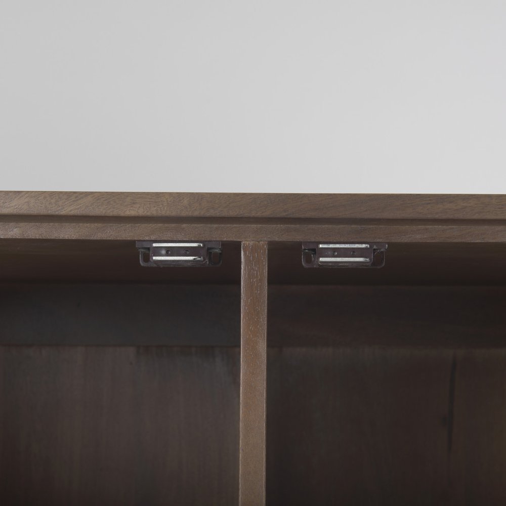 16" Brown Solid Wood Curio Cabinet With Two Doors