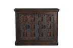 49" Dark Brown Distressed Solid Wood Carved Geometric Sideboard With Two Doors