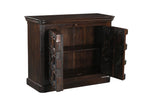 49" Dark Brown Distressed Solid Wood Carved Geometric Sideboard With Two Doors