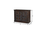 49" Dark Brown Distressed Solid Wood Carved Geometric Sideboard With Two Doors