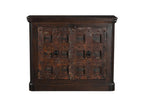 49" Dark Brown Distressed Solid Wood Carved Geometric Sideboard With Two Doors