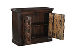 49" Dark Brown Distressed Solid Wood Carved Geometric Sideboard With Two Doors