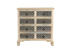 36" Black And White Carved Geometric Solid Wood Eight Drawer Double Dresser