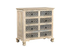 36" Black And White Carved Geometric Solid Wood Eight Drawer Double Dresser