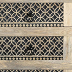36" Black And White Carved Geometric Solid Wood Eight Drawer Double Dresser