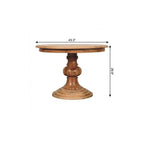 43" Brown Solid Wood Pedestal Base Round Top Dining Table