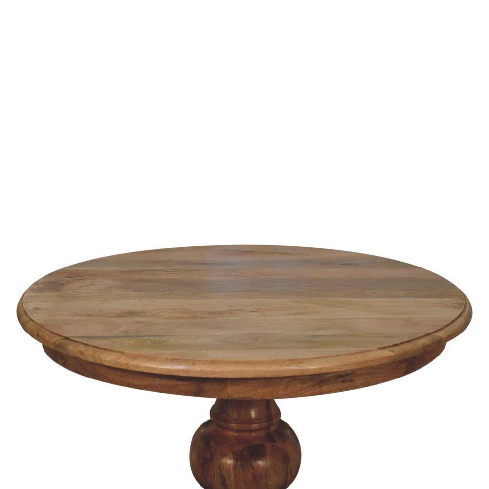 43" Brown Solid Wood Pedestal Base Round Top Dining Table