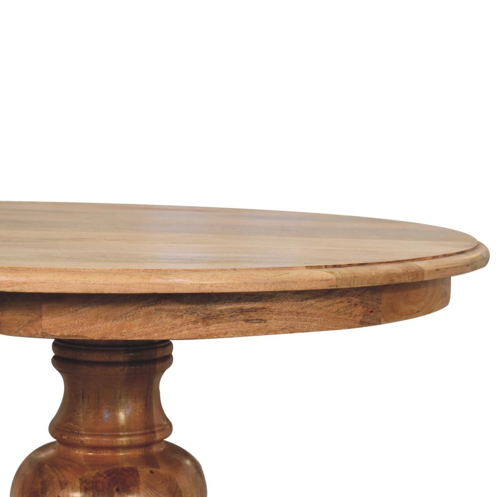 43" Brown Solid Wood Pedestal Base Round Top Dining Table
