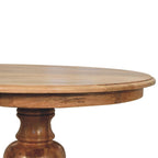 43" Brown Solid Wood Pedestal Base Round Top Dining Table