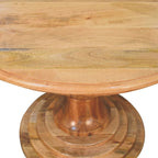 43" Brown Solid Wood Pedestal Base Round Top Dining Table