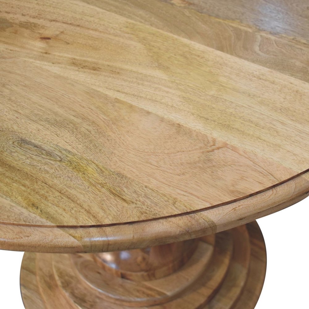 43" Brown Solid Wood Pedestal Base Round Top Dining Table