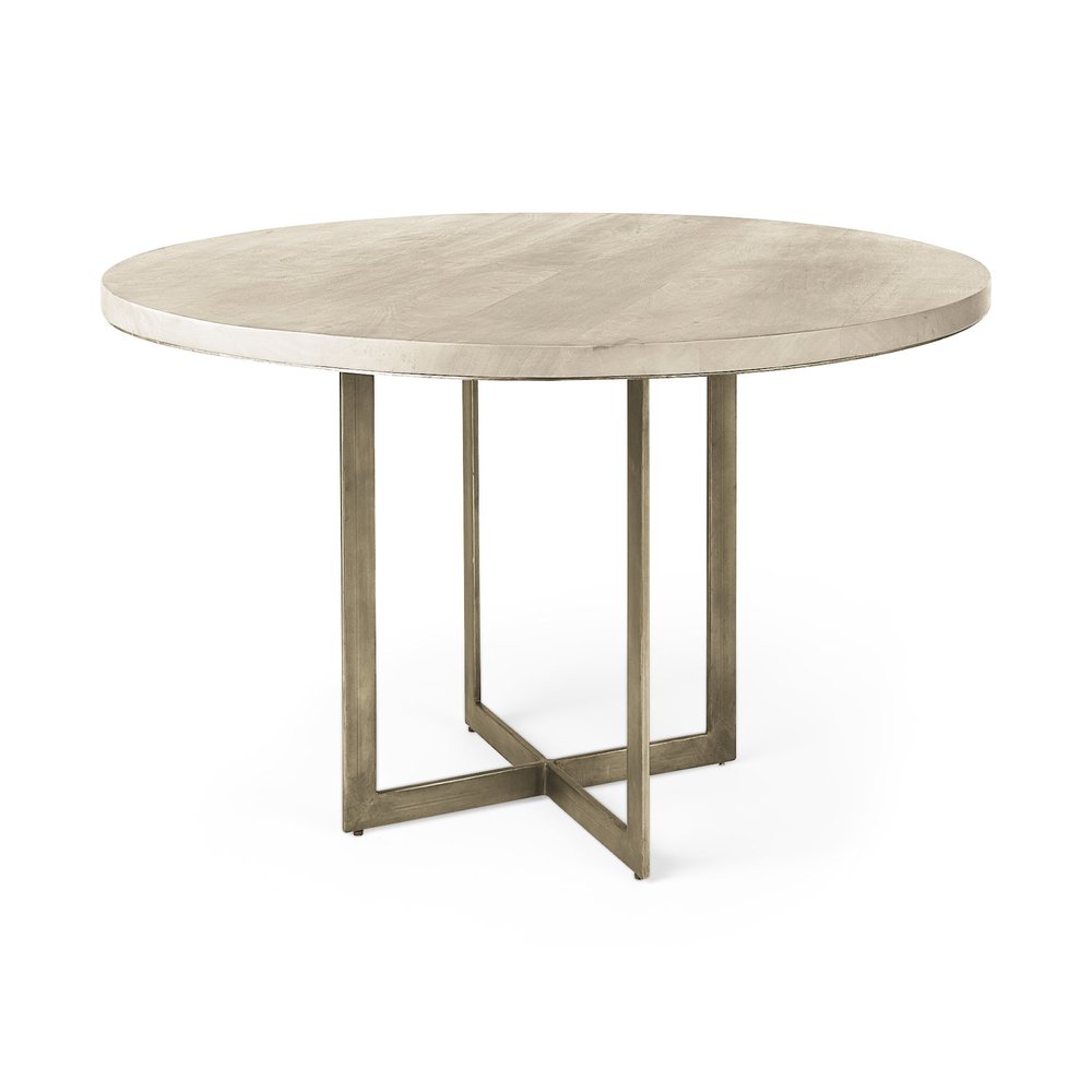 48" Brown And Gray Sled Base Dining Table