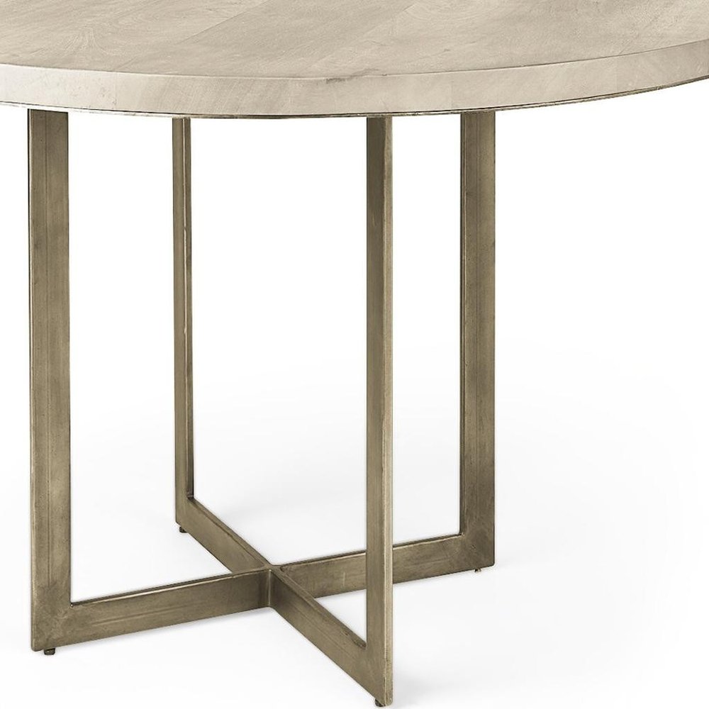 48" Brown And Gray Sled Base Dining Table