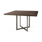 Modern Square Wood and Gold Dining Table
