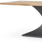 79" Brown And Black Solid Wood And Metal Pedestal Base Dining Table