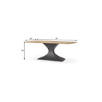 79" Brown And Black Solid Wood And Metal Pedestal Base Dining Table