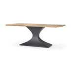 79" Brown And Black Solid Wood And Metal Pedestal Base Dining Table
