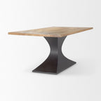79" Brown And Black Solid Wood And Metal Pedestal Base Dining Table