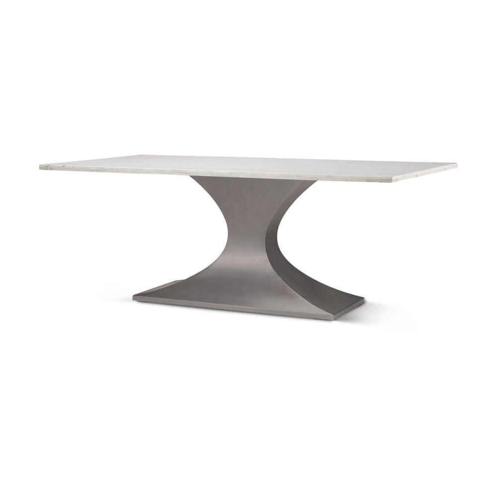 79" Brown And Black Solid Wood And Metal Pedestal Base Dining Table