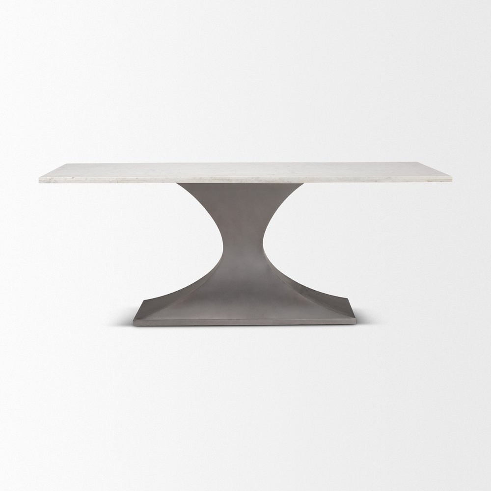 79" Brown And Black Solid Wood And Metal Pedestal Base Dining Table