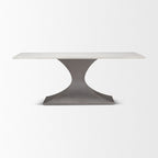 79" Brown And Black Solid Wood And Metal Pedestal Base Dining Table