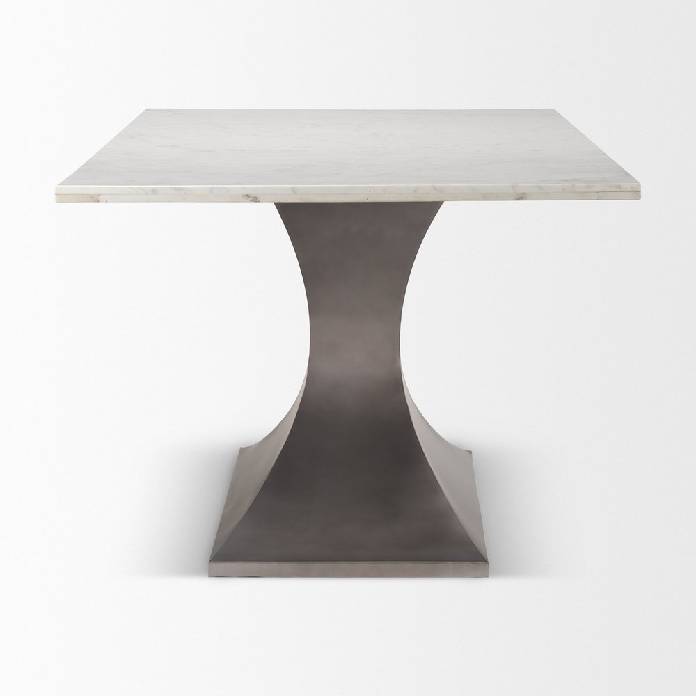 79" Brown And Black Solid Wood And Metal Pedestal Base Dining Table