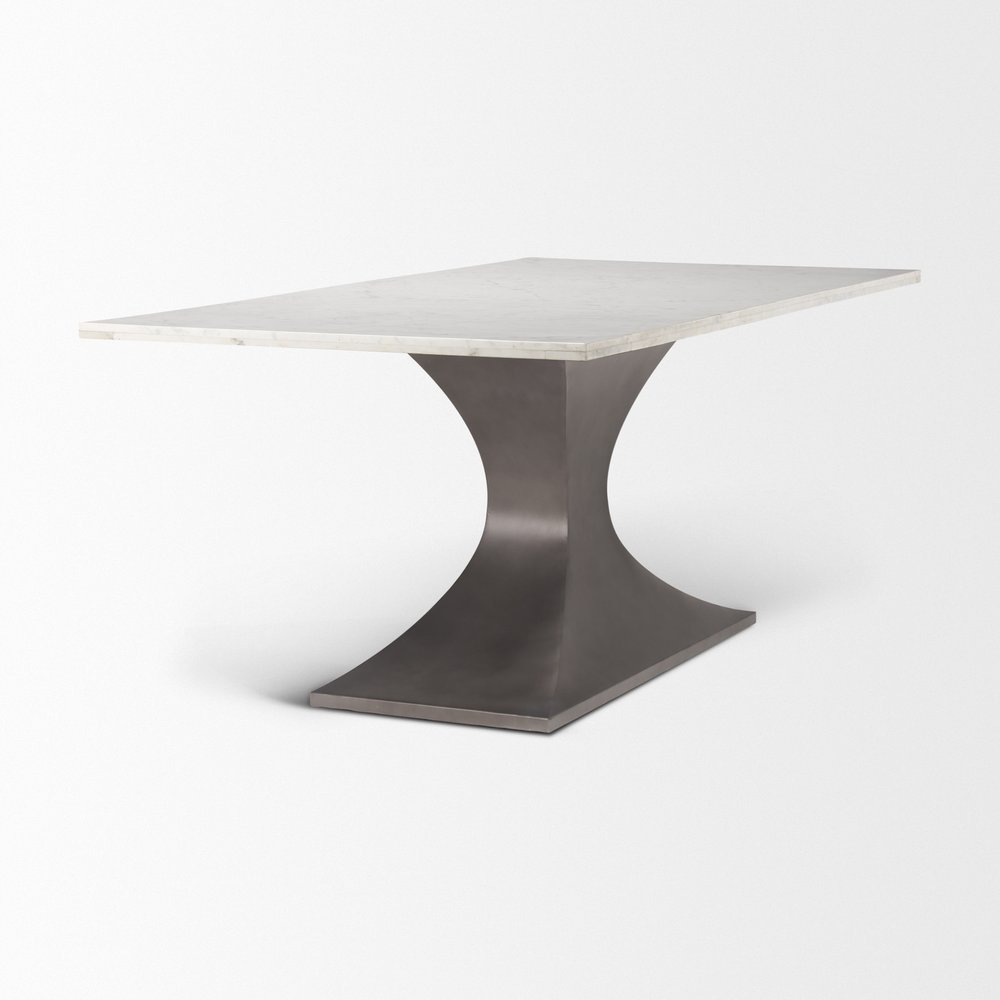 79" Brown And Black Solid Wood And Metal Pedestal Base Dining Table