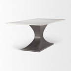 79" Brown And Black Solid Wood And Metal Pedestal Base Dining Table