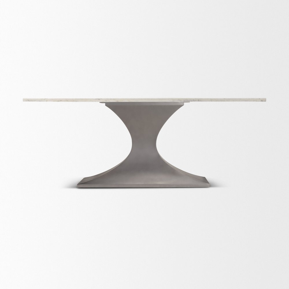 79" Brown And Black Solid Wood And Metal Pedestal Base Dining Table
