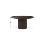 60" Dark Brown Solid Wood Pedestal Base Round Top Dining Table