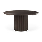 60" Dark Brown Solid Wood Pedestal Base Round Top Dining Table