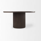 60" Dark Brown Solid Wood Pedestal Base Round Top Dining Table