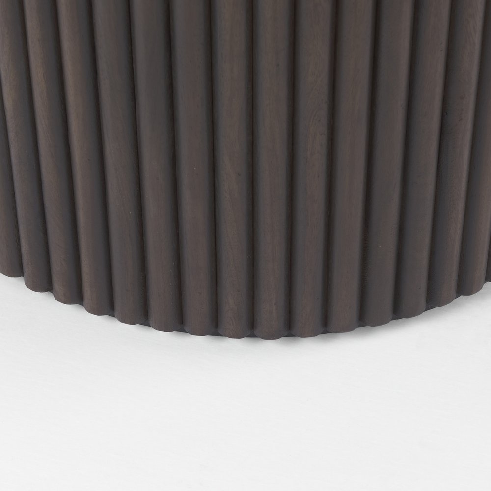 60" Dark Brown Solid Wood Pedestal Base Round Top Dining Table