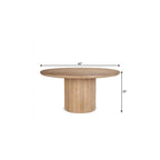 60" Dark Brown Solid Wood Pedestal Base Round Top Dining Table