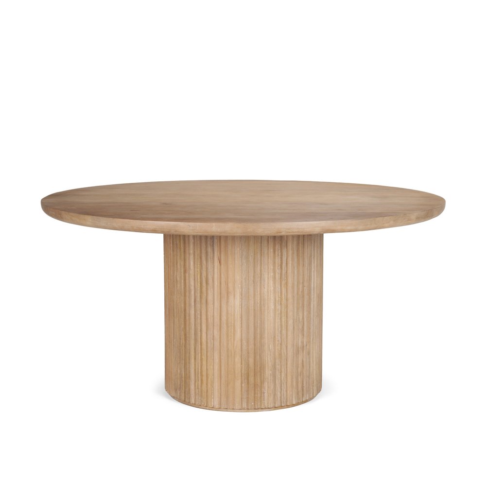 60" Dark Brown Solid Wood Pedestal Base Round Top Dining Table