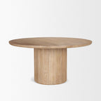 60" Dark Brown Solid Wood Pedestal Base Round Top Dining Table