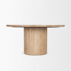 60" Dark Brown Solid Wood Pedestal Base Round Top Dining Table
