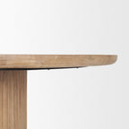60" Dark Brown Solid Wood Pedestal Base Round Top Dining Table