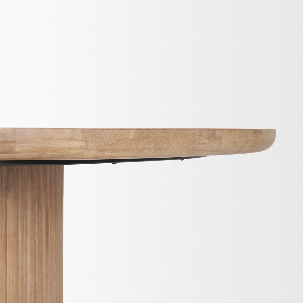60" Dark Brown Solid Wood Pedestal Base Round Top Dining Table