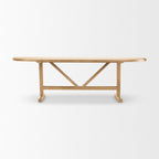 94" Light Brown Solid Wood Trestle Base Oval Dining Table